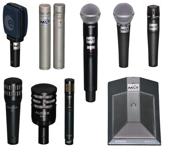 Verschiedene Mikrofone von Shure, Sennheiser, Audix, etc mieten.